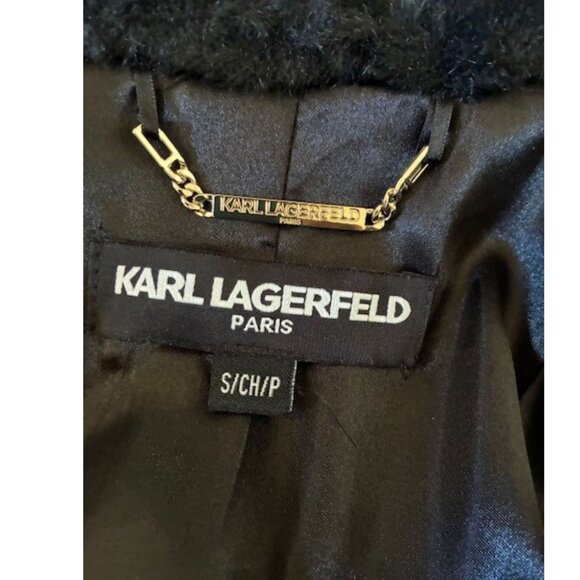 Karl Lagerfeld Paris Black Faux Fur Coat SM - Picture 2 of 10